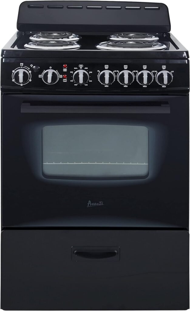Avanti ERU240P1B ERU240 24 Electric Range Oven with Framed Glass Door, in Black