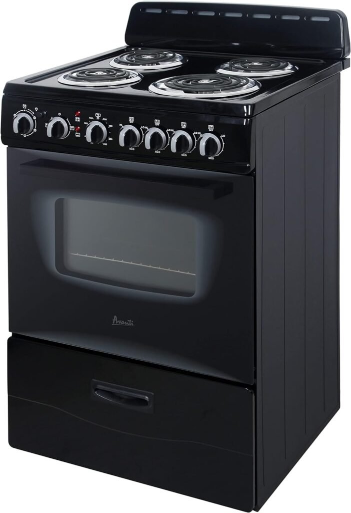 Avanti ERU240P1B ERU240 24 Electric Range Oven with Framed Glass Door, in Black