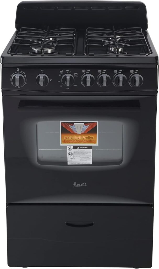 Avanti GR2415CB GR24 24 Compact Gas Range Oven, in Black