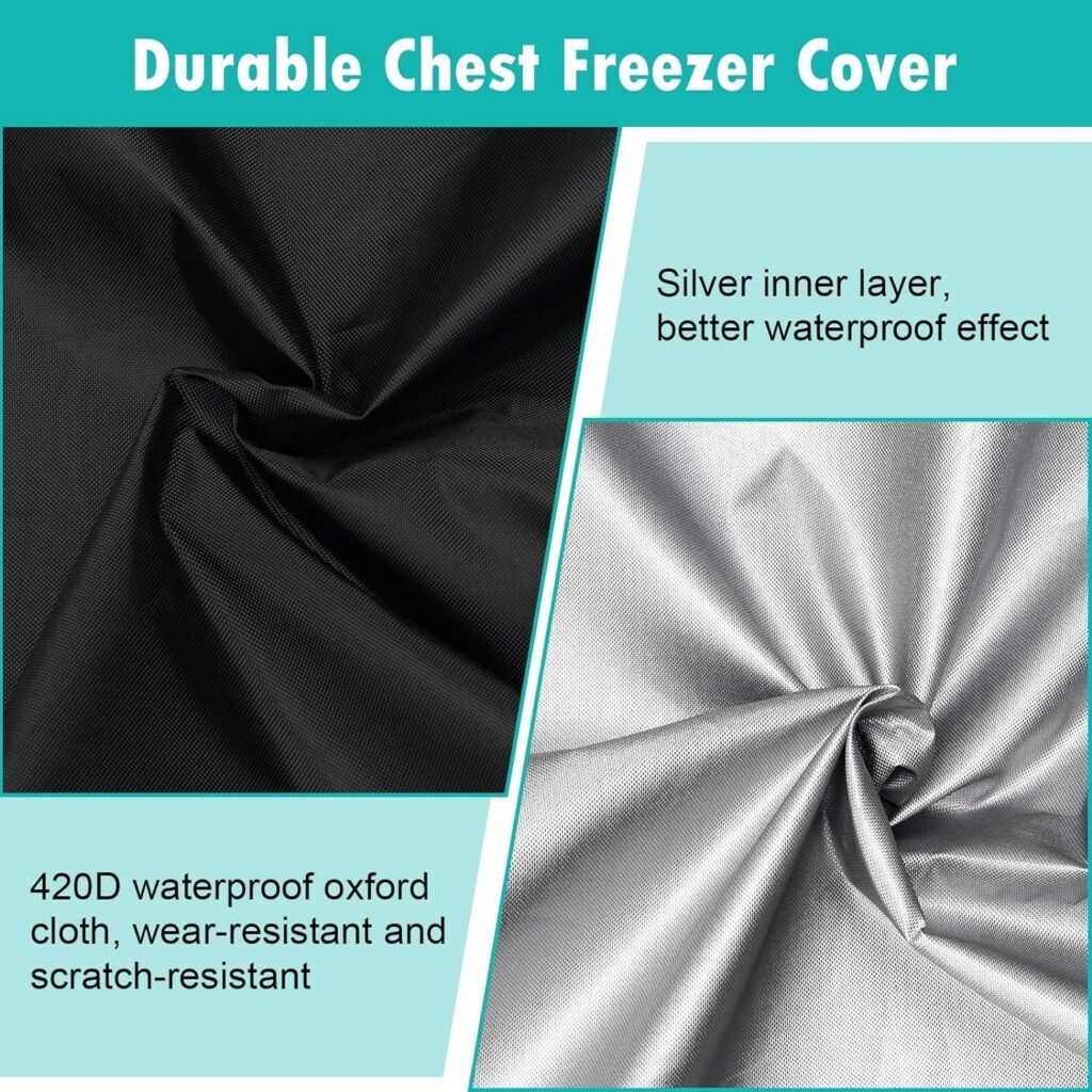 Black Chest Freezer Cover, Luxiv Waterproof Freezer Cover 25Lx23Wx34H Compact for 3.5 Cubic Feet Chest Freezer Full Cover Deep Freezer Cover with Top Cover for Open, Zipper Pocket, Strap