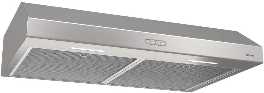 Broan- NuTone BCDF130SS Glacier Convertible Range Hood Light Exhaust Fan for Under Cabinet Stainless Steel, 375 Max Blower CFM, 30-Inch