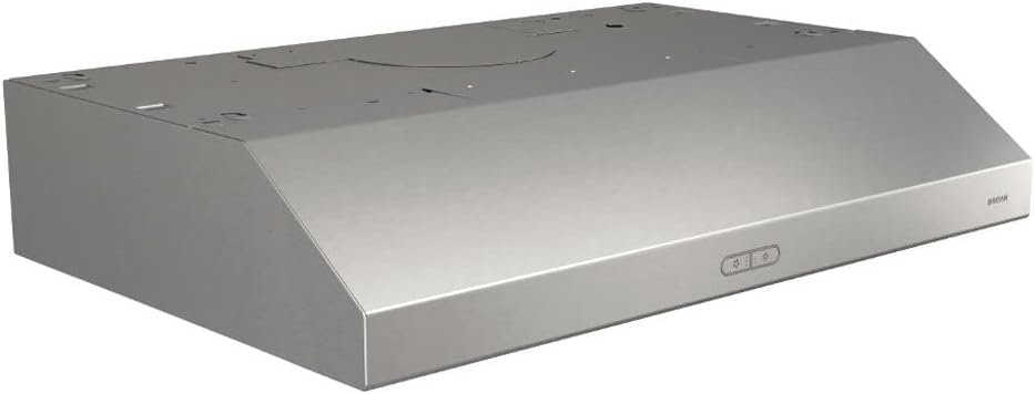 Broan- NuTone BCDF130SS Glacier Convertible Range Hood Light Exhaust Fan for Under Cabinet Stainless Steel, 375 Max Blower CFM, 30-Inch