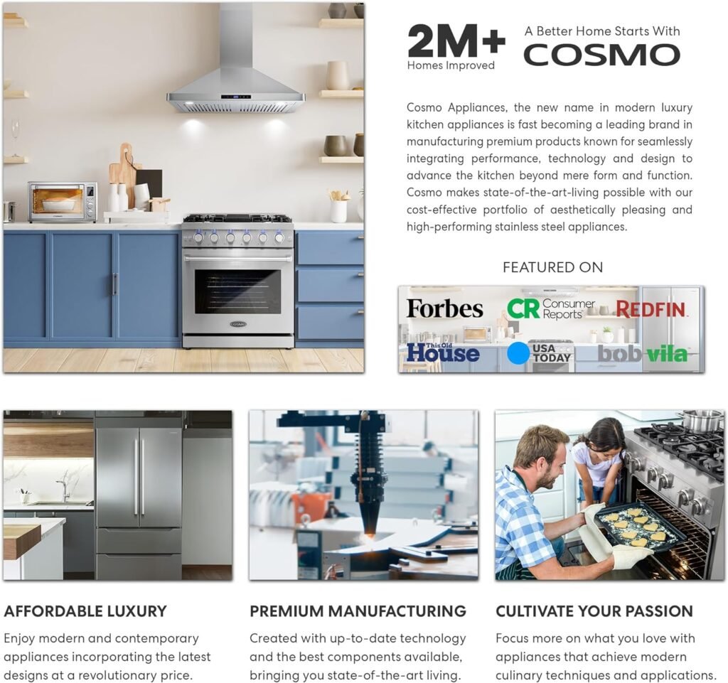 COSMO 24 in. 2.73 cu. ft. Single Oven Gas Range with 4 Burner Cooktop and Heavy Duty Cast Iron Grates in Stainless Steel
