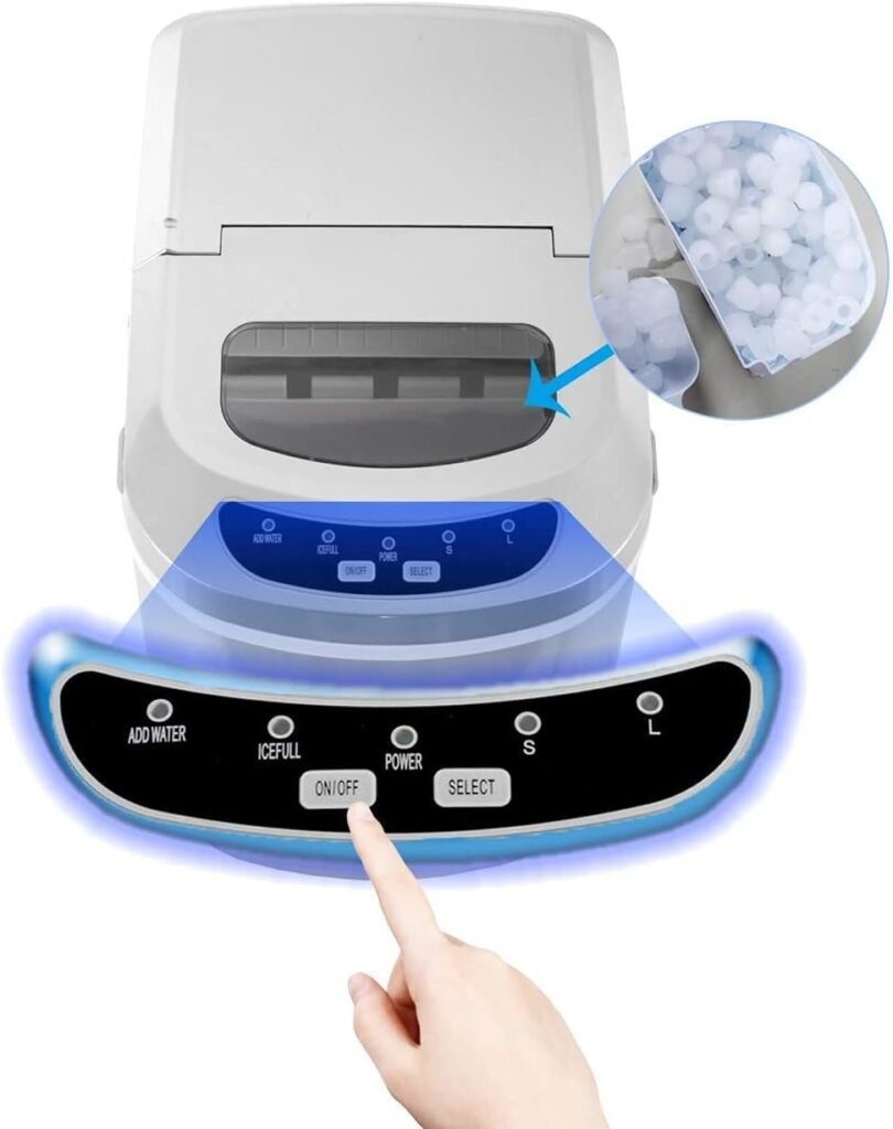 Countertop Ice Maker Portable Nugget Ice Machine Chewable Compact Mini Ice Chip Maker Nugget Machine Produce 26lbs per Day Bullet Ice Cube, Silver SMETA