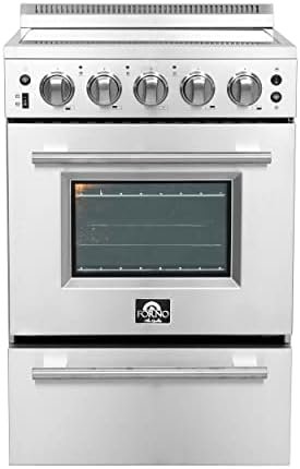 FORNO Loiano Full Electric 24 Inch. Freestanding Range and Oven with 4 Electric Burners Ceramic Cooktop - 2.3 Cu.Ft. Stainless Steel Oven with Control Knobs and Pro-Style Handle FORNO Loiano Full Electric 24 Inch. Freestanding Range and Oven with 4 Electric Burners Ceramic Cooktop - 2.3 Cu.Ft. Stainless Steel Oven with Control Knobs and Pro-Style Handle