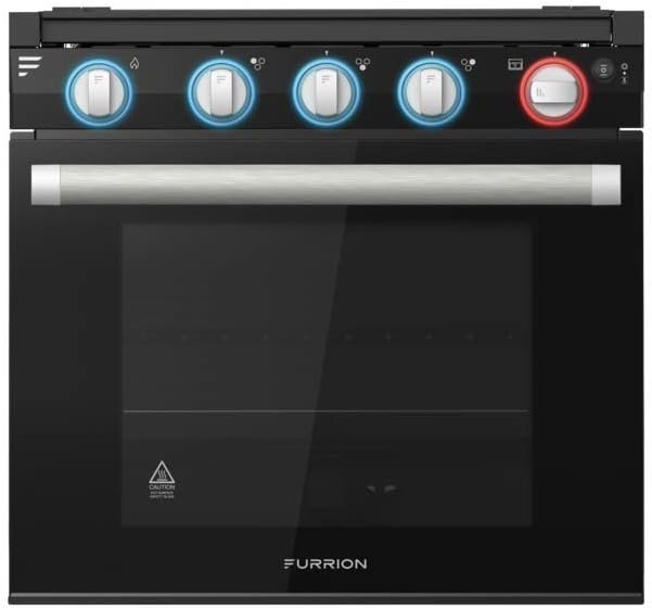 Furrion F1S17L02A-BL 2-in-1 Gas Range Oven with 3-Burner Cooktop for RV, 17, Black Silver