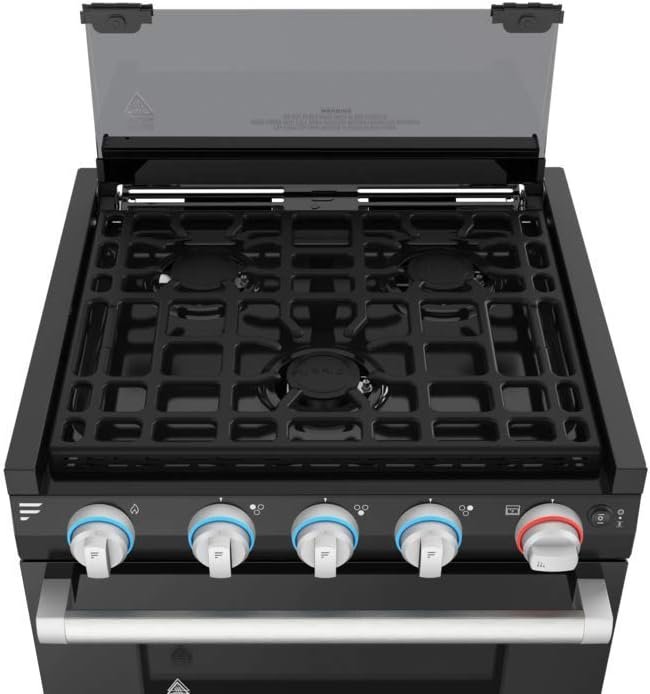 Furrion F1S17L02A-BL 2-in-1 Gas Range Oven with 3-Burner Cooktop for RV, 17, Black Silver