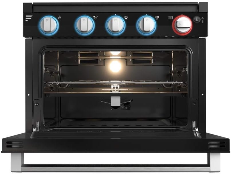 Furrion F1S17L02A-BL 2-in-1 Gas Range Oven with 3-Burner Cooktop for RV, 17, Black Silver