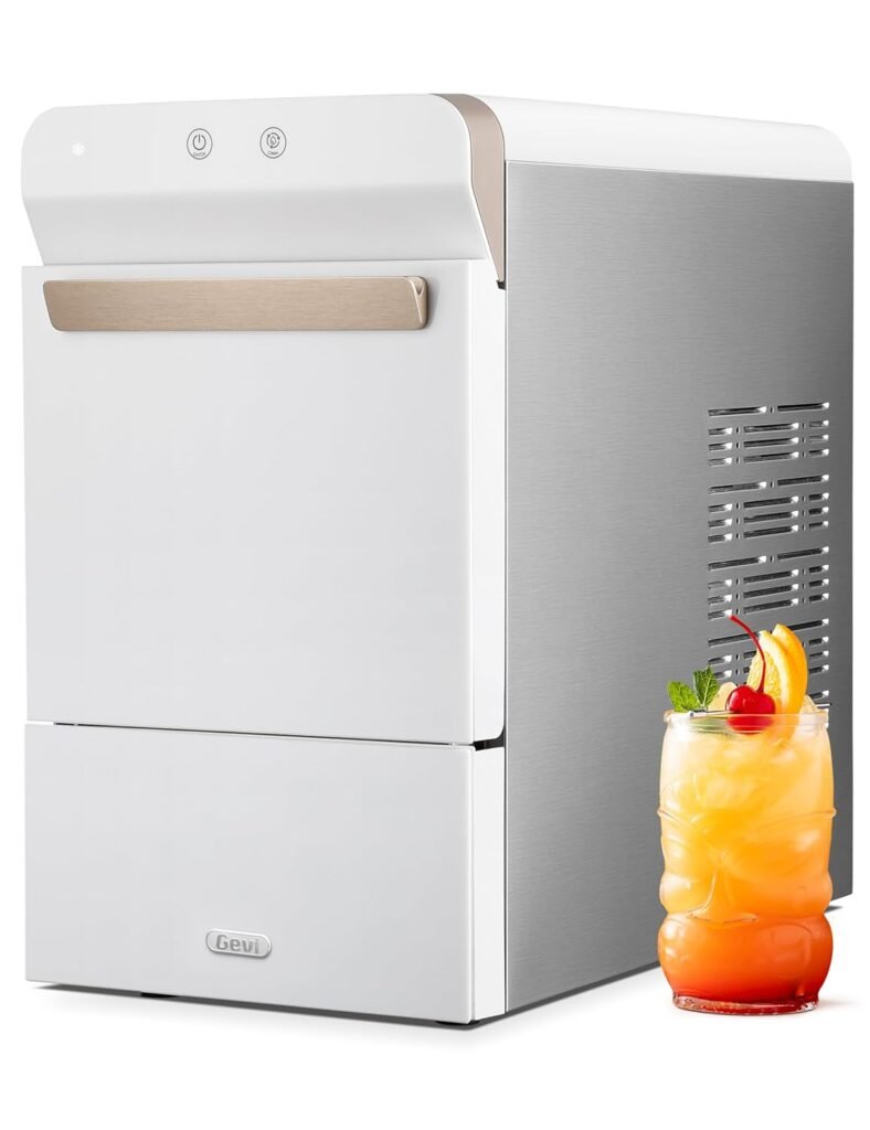 Gevi Household V2.0 Countertop Nugget Ice Maker | Self-Cleaning Pellet Ice Machine | Stainless Steel Housing |16.9H Fits Perfectly Under Wall Cabinet | Black with Viewing Window