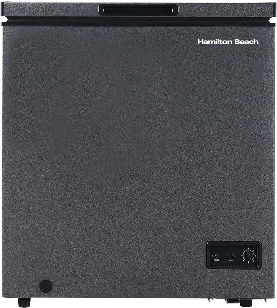 Hamilton Beach, HBFRF713 Chest Deep Freezer, 7 Cu. Ft. Capacity, Granita Rugged Design-Adjustable Thermostat-Removable Vinyl Coated Wire Basket-Easy Defrost Drain, Black Hamilton Beach, HBFRF713 Chest Deep Freezer, 7 Cu. Ft. Capacity, Granita Rugged Design-Adjustable Thermostat-Removable Vinyl Coated Wire Basket-Easy Defrost Drain, Black