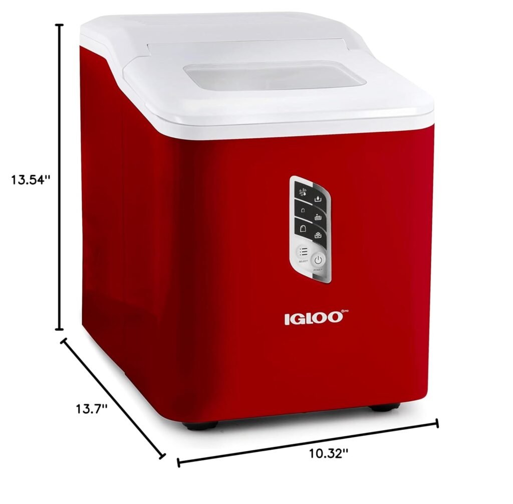Igloo Automatic Ice Maker, Self- Cleaning, Countertop Size, 26 Pounds in 24 Hours,9 Large or Small Cubes in 7 Minutes,LED Control Panel, Scoop Included, for Water Bottles,Mixed Drinks,Black