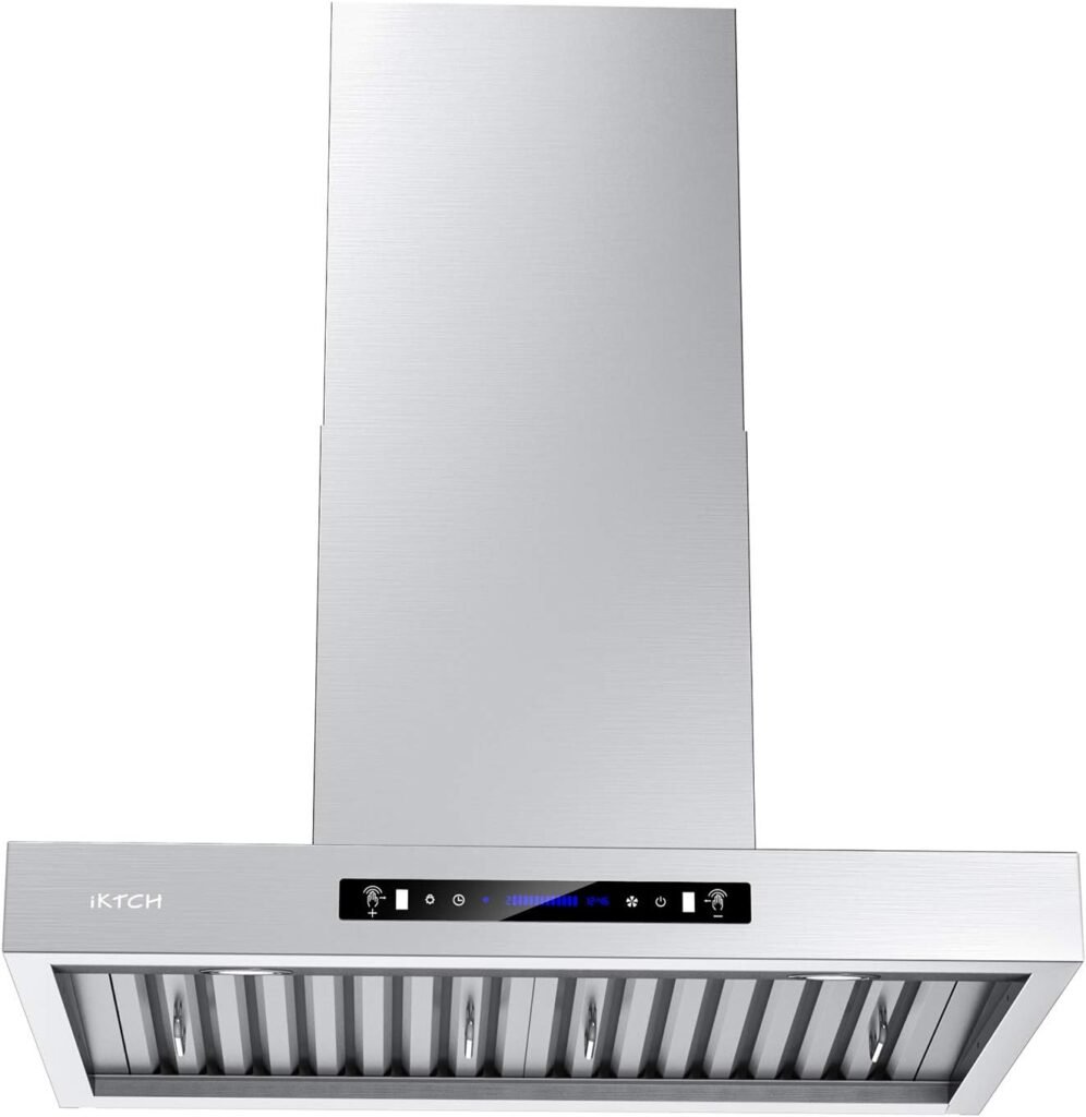 IKTCH 30Wall Mount Range Hood, 900 CFM Ducted Range Hood with 4 Speed Fan, Durable Stainless Steel Range Hood 30 inch with Gesture Sensing  Touch Control Making life Smarter IKP01-30