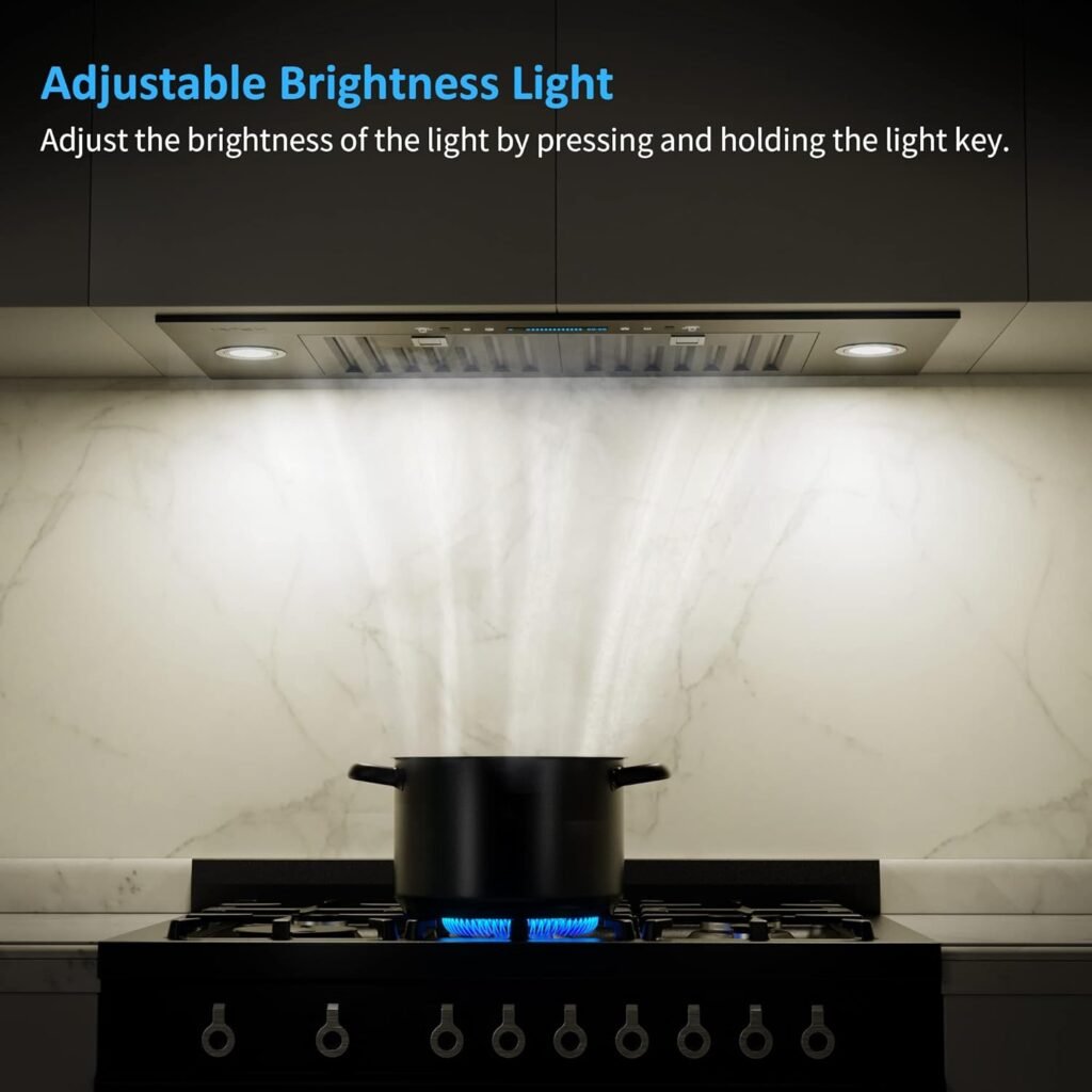 IKTCH 36 inch Black Built-in/Insert Range Hood, 900 CFM Ducted/Ductless Stainless Steel Kitchen Vent Hood with 4 Speed Gesture SensingTouch Control Panel(IKB01-36-BSS)