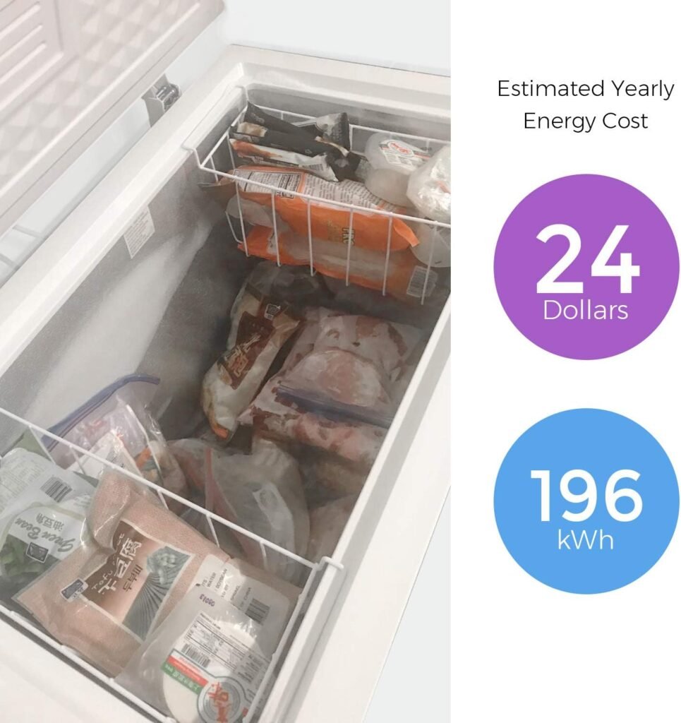 KEG 7.0 cu ft Top Chest Freezer with Adjustable Thermostat and Removable Storage Basket, Freezing Machine for Home and Kitchen
