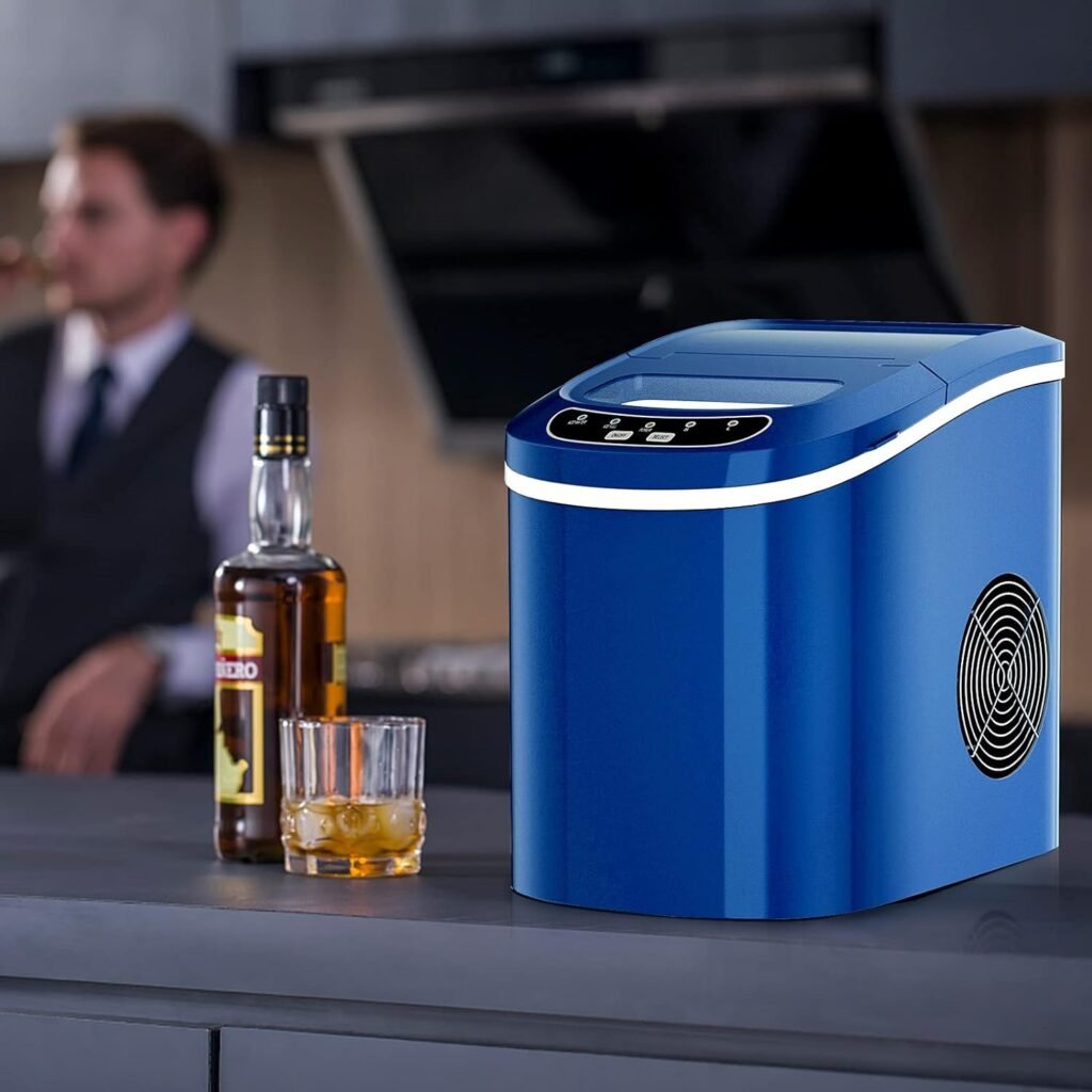 MAT Expert Portable Countertop Ice Maker, 26LBS/24H Mini Ice Cube Machine w/6 Min Processing 9 Cubes, Control Panel, 2.2L Water Tank  1.5lbs Ice Storage, Ice Scoop for Party Mixed Drinks (Navy)