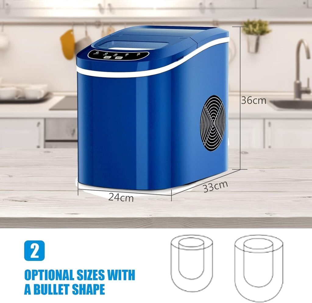 MAT Expert Portable Countertop Ice Maker, 26LBS/24H Mini Ice Cube Machine w/6 Min Processing 9 Cubes, Control Panel, 2.2L Water Tank  1.5lbs Ice Storage, Ice Scoop for Party Mixed Drinks (Navy)