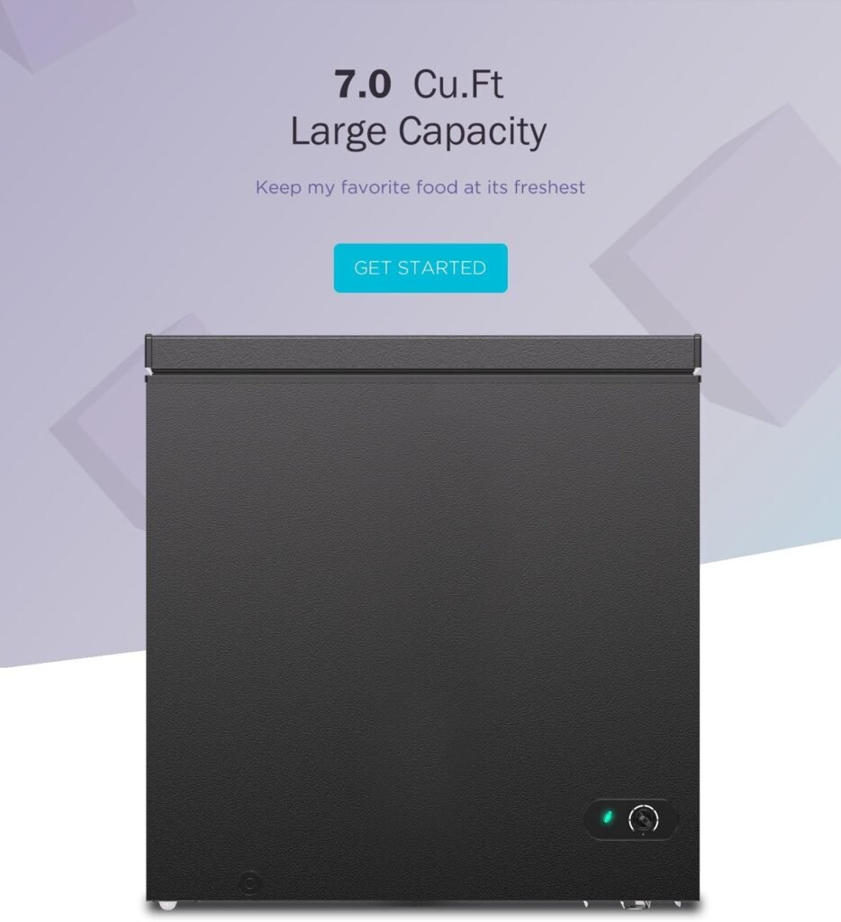 Northair 3.5 Cu Ft Chest Freezer - 2 Removable Baskets - Quiet Compact Freezer - 7 Temperature Settings - Black