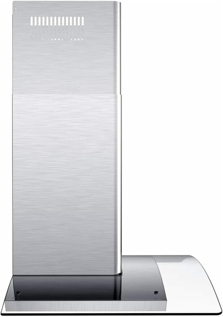 Range Hood 30 Inch, Tieasy Wall Mount Kitchen Hood with Ducted/Ductless Convertible Duct, Stainless Steel Chimney and Aluminum Filters, LED Lights, 3 Speed Fan, Push Button