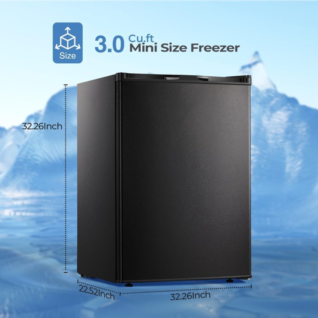 R.W.FLAME Mini Freezer Countertop, 2.1 Cu.Ft Energy Saving Upright Freezer, Small Freezer with Reversible Single Door for Home/Dorms/Apartment/Office (Black)