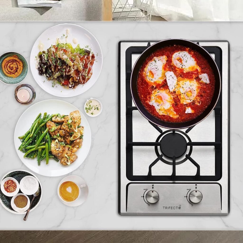 Trifecte 30 Inch Stainless Steel Gas Cooktop, Built-in Gas Stove Top with 5 Italy SABAF Sealed Burners Dual Fuel NG/LPG Convertible Gas Hob with Thermocouple Protection (Gas Regulator Not Included)