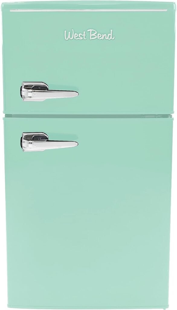 West Bend WB0300RCR2XR Mini Fridge Retro-Styled for Home Office or Dorm, Manual Defrost and Adjustable Temperature, 3-Cu.Ft, Red