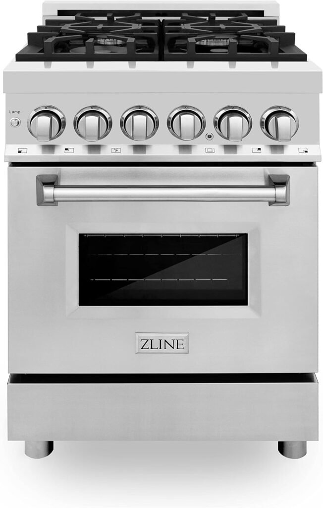 ZLINE 24 2.8 cu. ft. Dual Fuel Range with Gas Stove and Electric Oven with Color Options (RA24) (Stainless Steel)