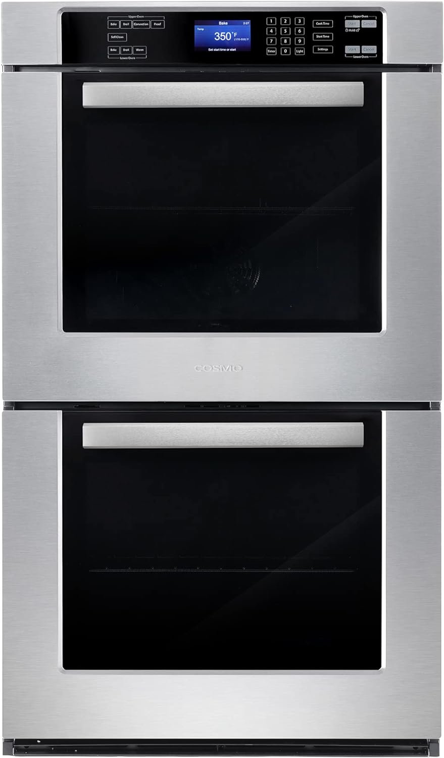 COSMO COS-30EDWC 30 in. Electric Double Wall Oven with 5 cu. ft. Capacity, Turbo True European Convection, 7 Cooking Modes, Self-Cleaning in Stainless Steel