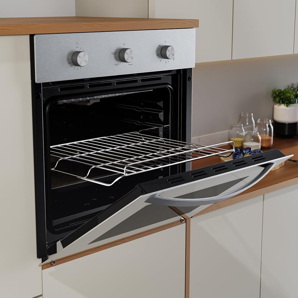 Empava 24 inch Electric Single Wall Oven 2.5 Cu.ft Stainless Steel with Basic Broil Bake Functions Mechanical Knobs Control, 24WOE40L, Silver