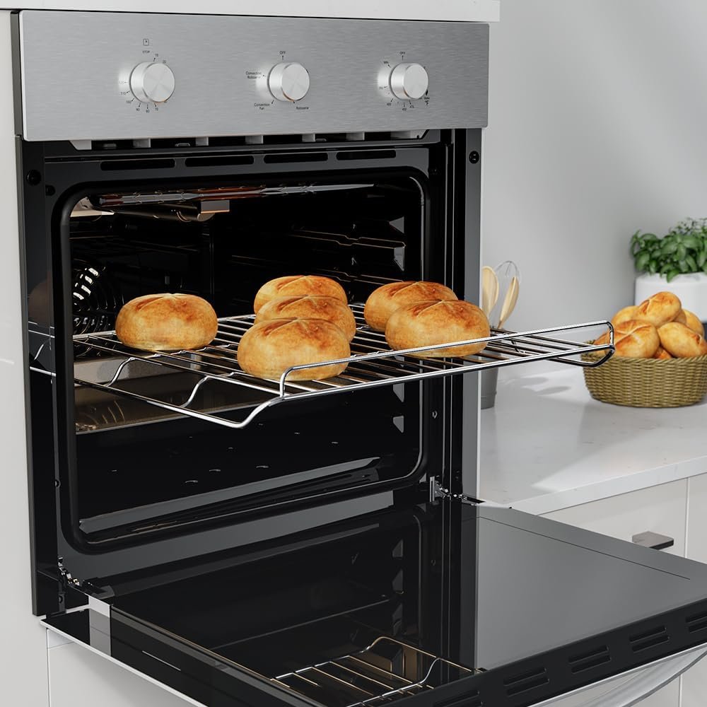 Empava 24 inch Electric Single Wall Oven 2.5 Cu.ft Stainless Steel with Basic Broil Bake Functions Mechanical Knobs Control, 24WOE40L, Silver