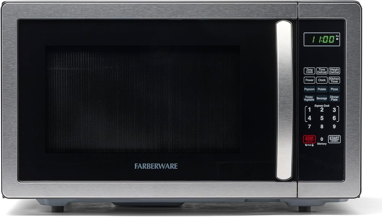 Farberware Countertop Microwave 1000 Watts, 1.1 cu ft - Microwave Oven With LED Lighting and Child Lock - Perfect for Apartments and Dorms - Easy Clean Stainless Steel