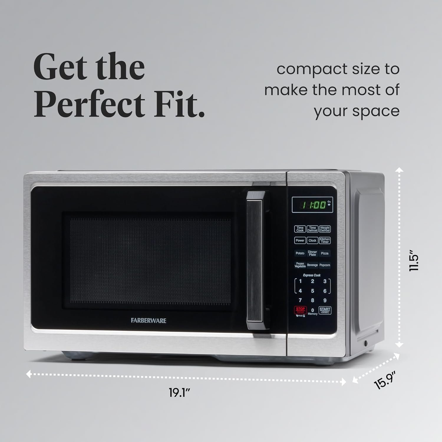 Farberware Countertop Microwave 1000 Watts, 1.3 Cu. Ft. - Microwave Oven With LED Lighting and Child Lock - Perfect for Apartments and Dorms - Easy Clean Stainless Steel