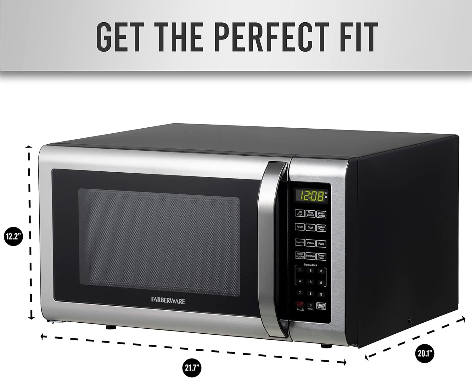 Farberware Countertop Microwave 1000 Watts, 1.3 Cu. Ft. - Microwave Oven With LED Lighting and Child Lock - Perfect for Apartments and Dorms - Easy Clean Stainless Steel