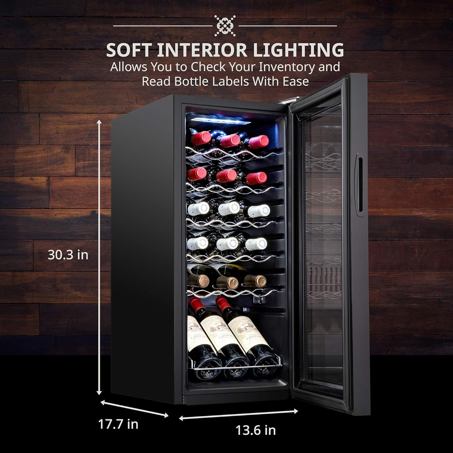 Ivation 18 Bottle Compressor Wine Cooler Refrigerator w/Lock | Large Freestanding Wine Cellar For Red, White, Champagne or Sparkling Wine | 41f-64f Digital Temperature Control Fridge Stainless Steel