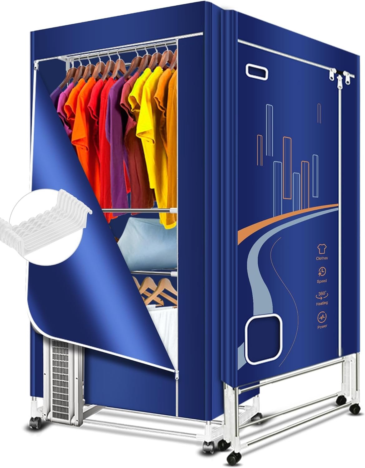 KASYDoFF Portable Dryer, 35LB Capacity-67Inch Clothes Dryer (Anion), 1600W-3 Tier Foldable Portable Clothes Dryer Rack, Energy Saving Portable Dryer for Apartment, Indoor, Travel