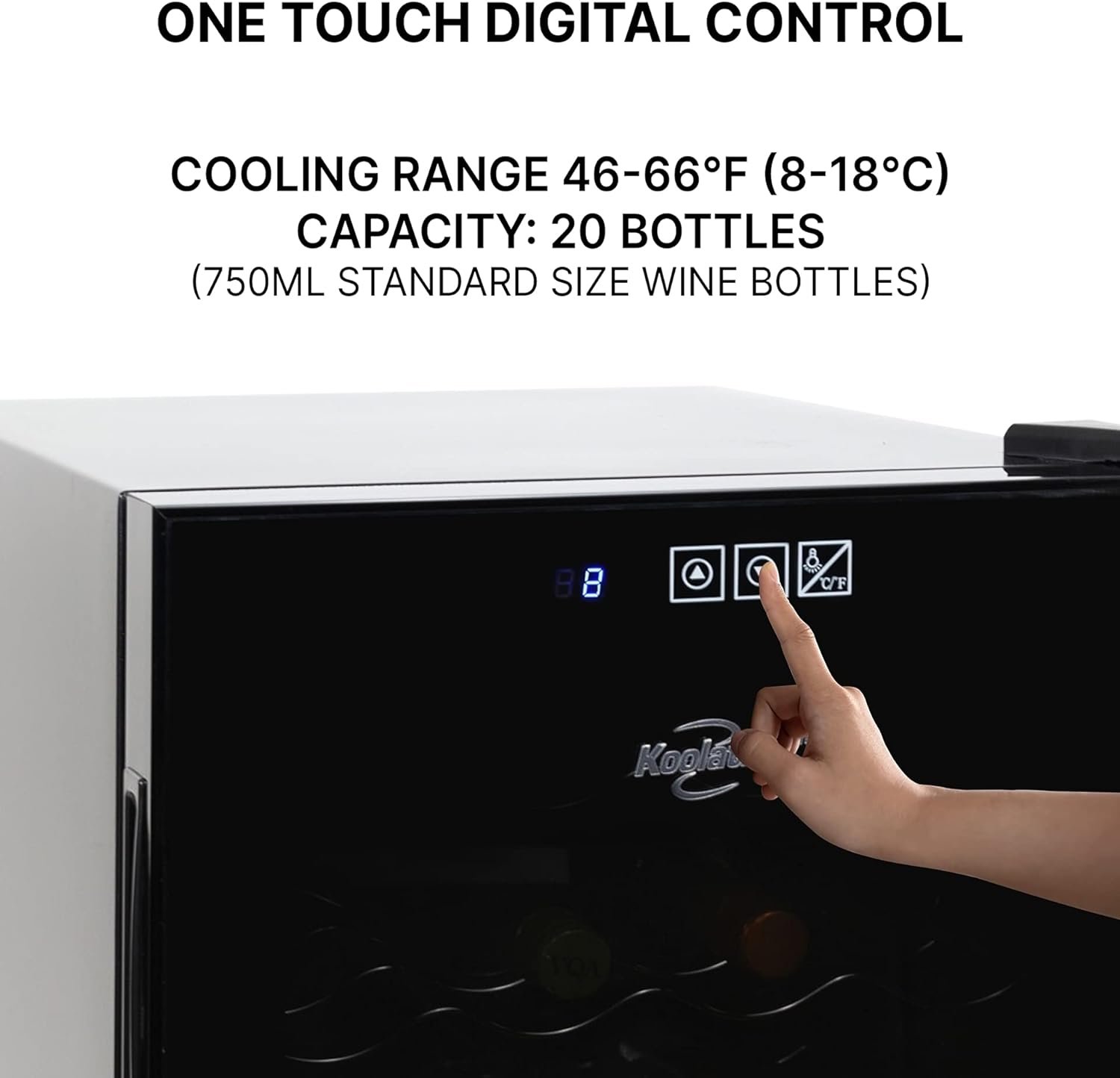 Koolatron 20 Bottle Wine Cooler, Black Thermoelectric Wine Fridge, 1.7 cu. ft. (48L), Freestanding Wine Cellar, Red, White and Sparkling Wine Storage for Home Bar, Apartment, Condo