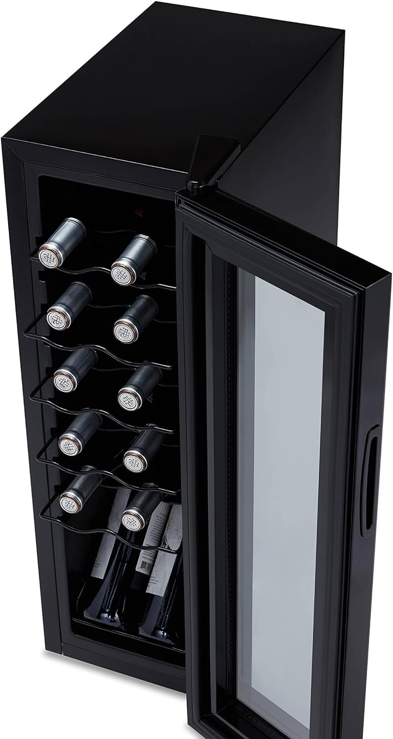 Newair 12 Bottle Wine Cooler Refrigerator | Shadow Series | Freestanding Mirrored Wine and Beverage Fridge with Double-Layer Tempered Glass Door  Compressor Cooling For Reds, Whites,  Sparkling Wine