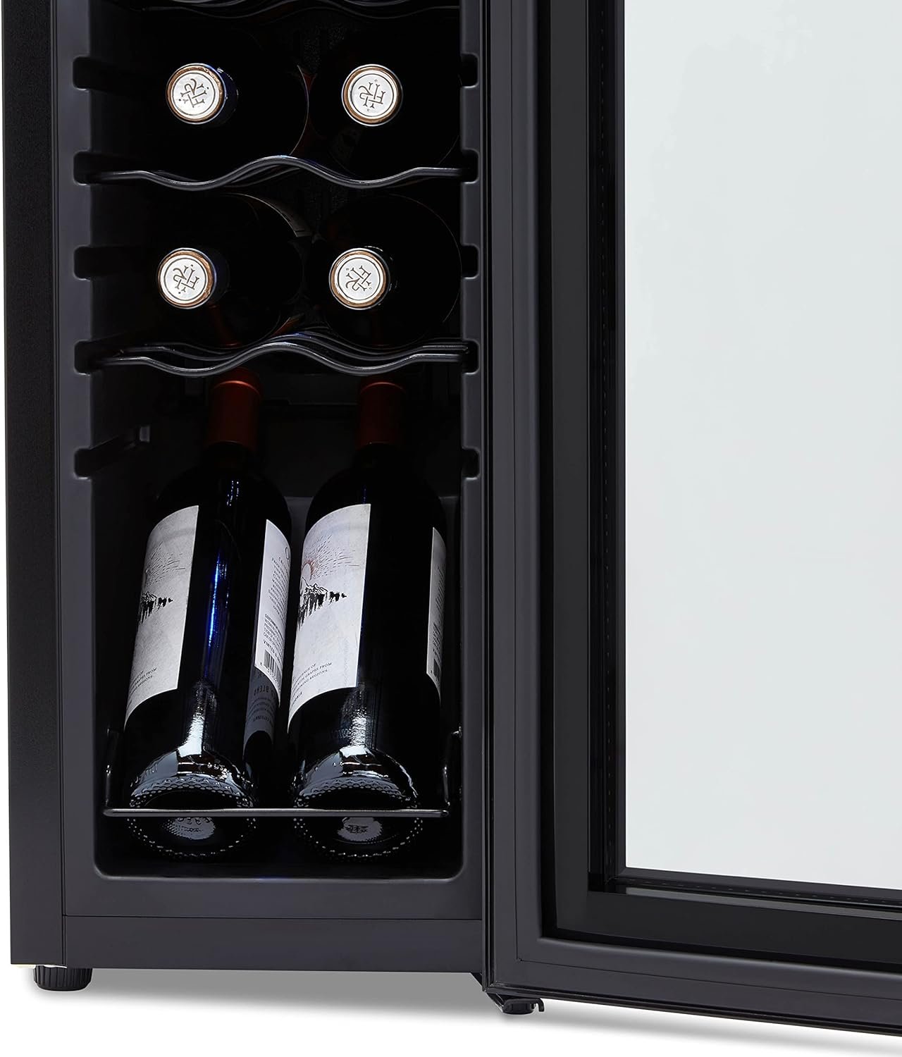 Newair 12 Bottle Wine Cooler Refrigerator | Shadow Series | Freestanding Mirrored Wine and Beverage Fridge with Double-Layer Tempered Glass Door  Compressor Cooling For Reds, Whites,  Sparkling Wine