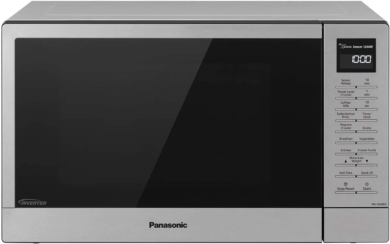 Panasonic NN-SN68KS Compact Microwave Oven with 1200W Power, Sensor Cooking, Popcorn Button, Quick 30Sec  Turbo Defrost, 1.2 cu.ft, Stainless Steel
