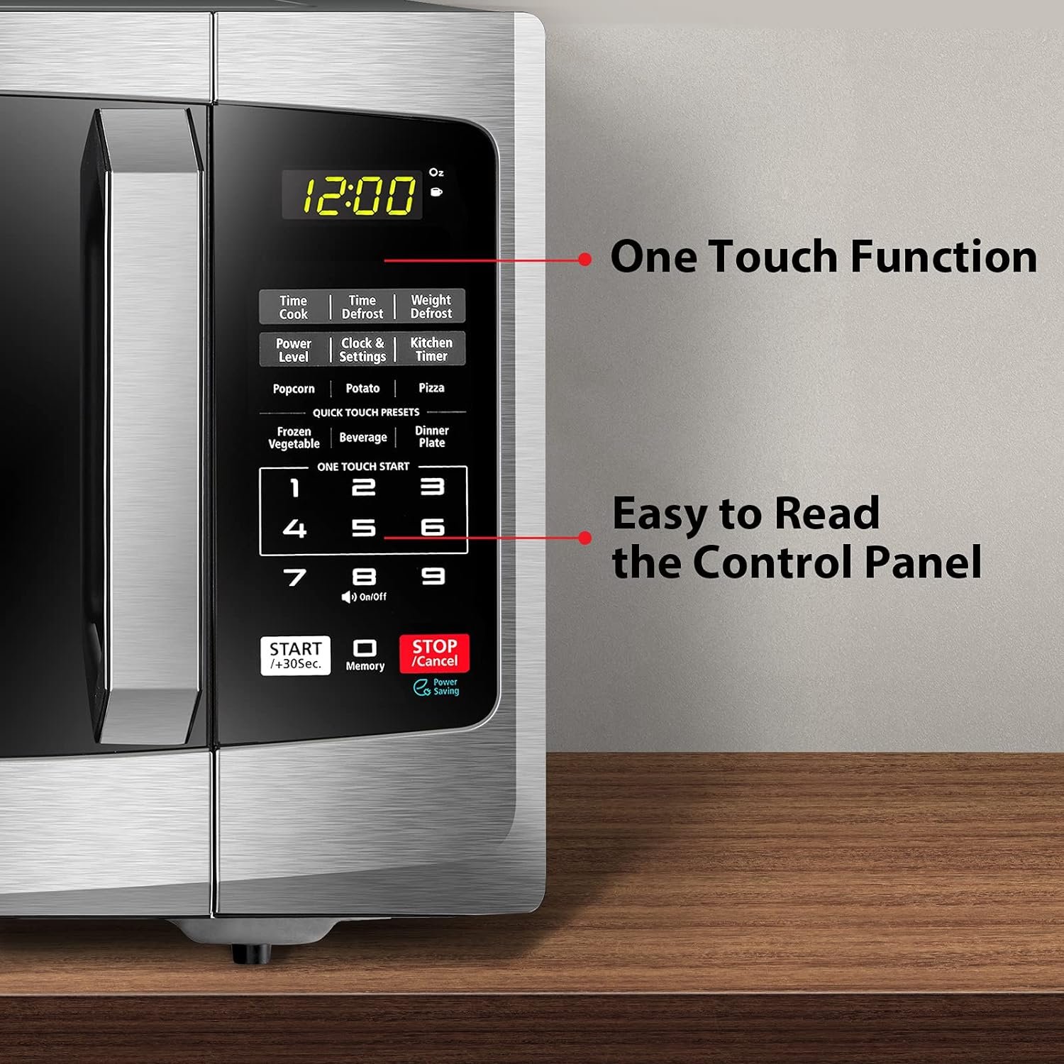 TOSHIBA 0.9 Cu Ft 900W Countertop Microwave, 10.6 Turntable, 6 Menus, Mute, ECO Mode, Child Lock, Black Stainless Steel