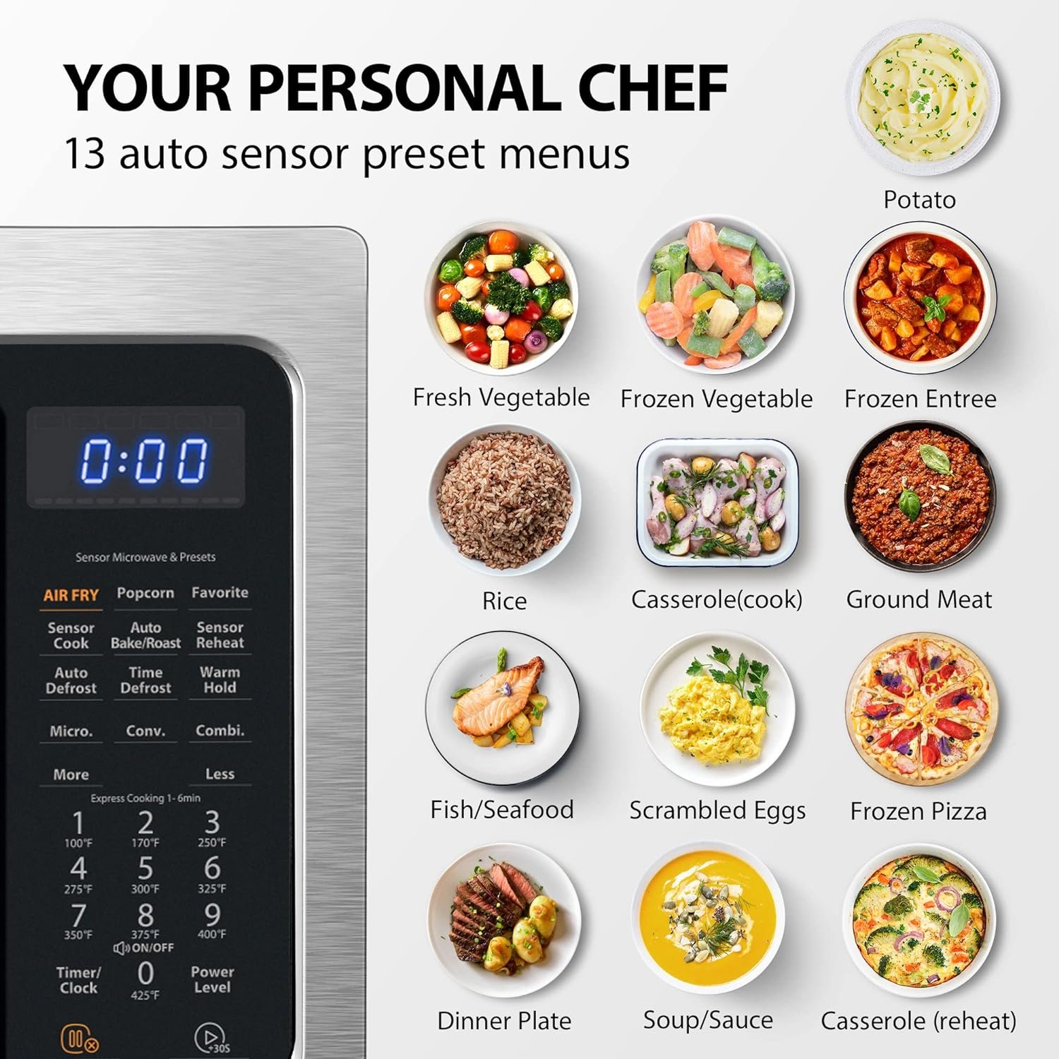 TOSHIBA 4-in-1 ML-EC42P(SS) Countertop Microwave Oven, Smart Sensor, Convection, Air Fryer Combo, Mute Function, Position Memory 13.6 Turntable, 1.5 Cu Ft, 1500W, Silver