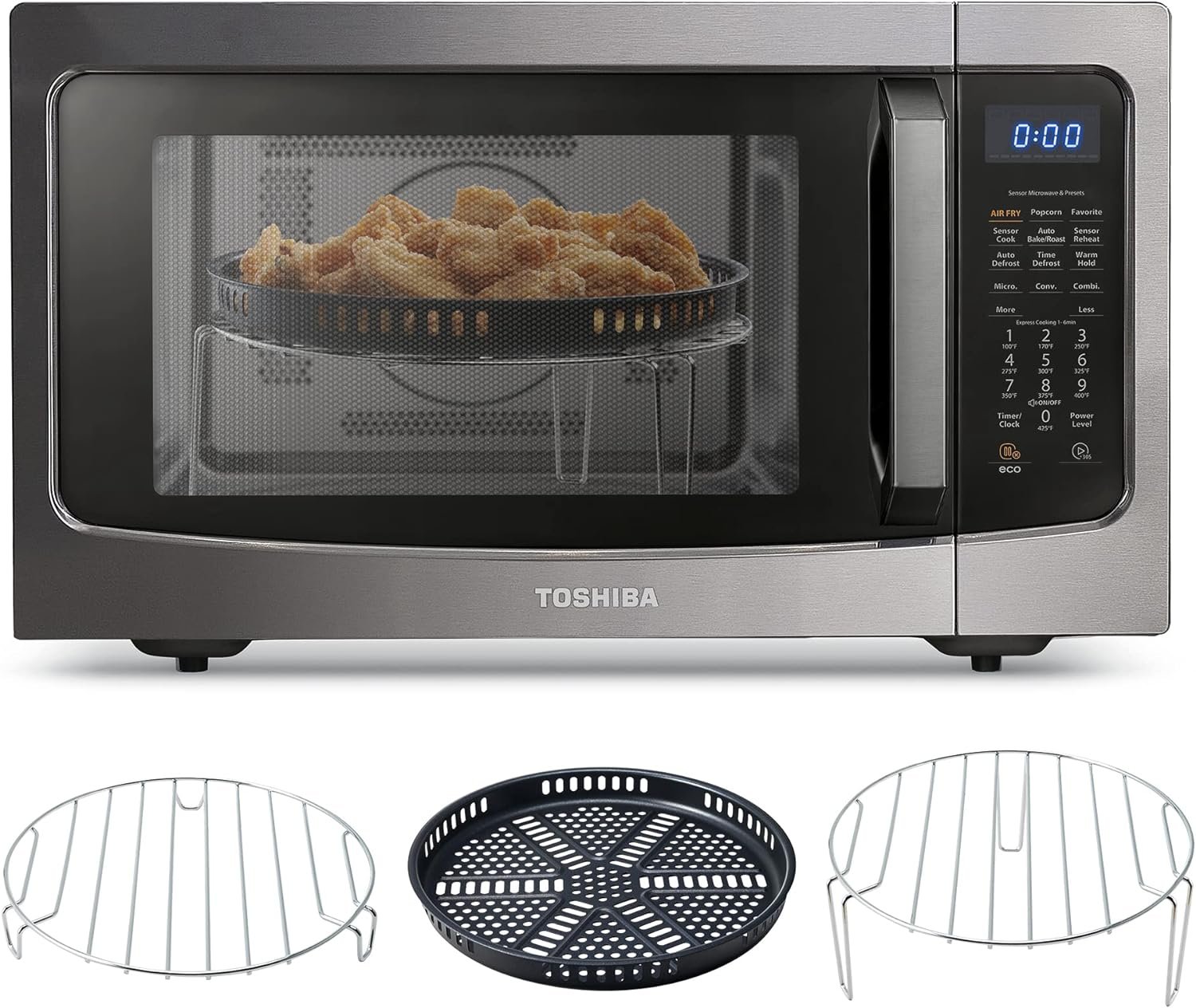 TOSHIBA ML-EM34P(SS) Smart Countertop Microwave, Sensor Reheat, Works With Alexa  Remote Control, Kitchen Essentials, Mute FunctionECO Mode, 1100W, 1.3 Cu Ft, With 12.4 Turntable, Stainless Steel