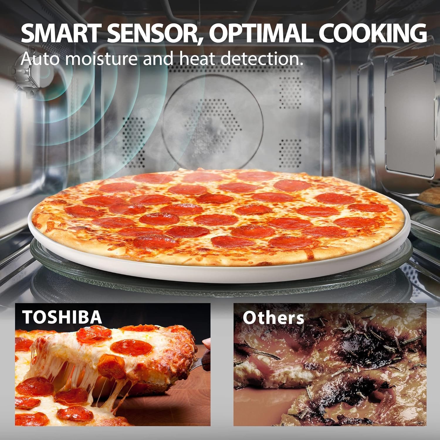 TOSHIBA ML-EM34P(SS) Smart Countertop Microwave, Sensor Reheat, Works With Alexa  Remote Control, Kitchen Essentials, Mute FunctionECO Mode, 1100W, 1.3 Cu Ft, With 12.4 Turntable, Stainless Steel
