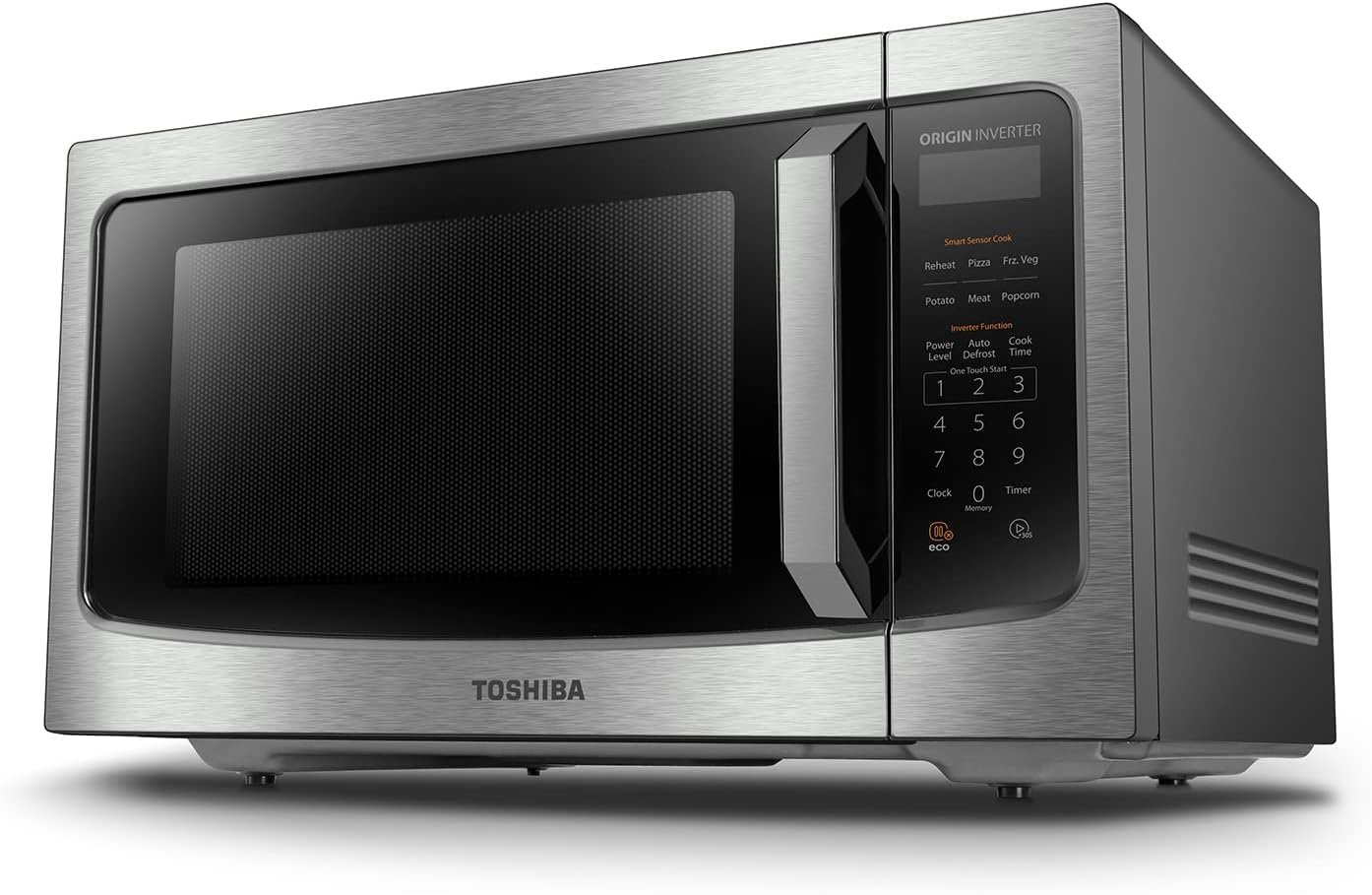 TOSHIBA ML-EM45PIT(SS) Countertop Microwave Oven with Inverter Technology, Kitchen Essentials, Smart Sensor, Auto Defrost, 1.6 Cu.ft, 13.6 Removable Turntable, 33lb.1250W, Stainless Steel