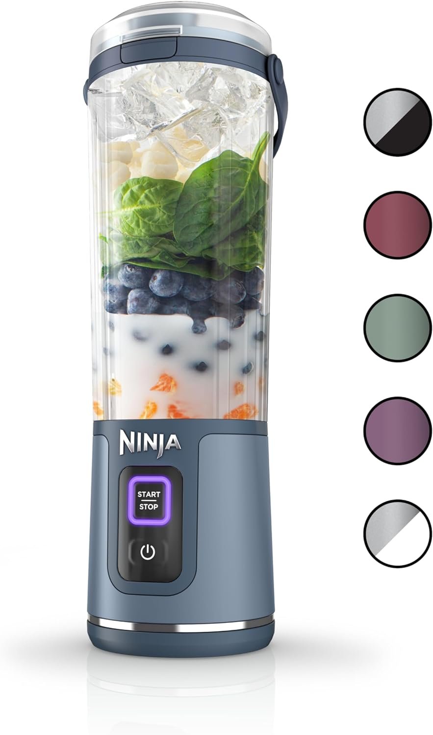 Ninja BC51NV Blast Portable Blender, Cordless, 18oz. Vessel, Personal Blender-for Shakes  Smoothies, BPA Free, Leakproof-Lid  Sip Spout, USB-C Rechargeable, Dishwasher Safe Parts, Denim Blue