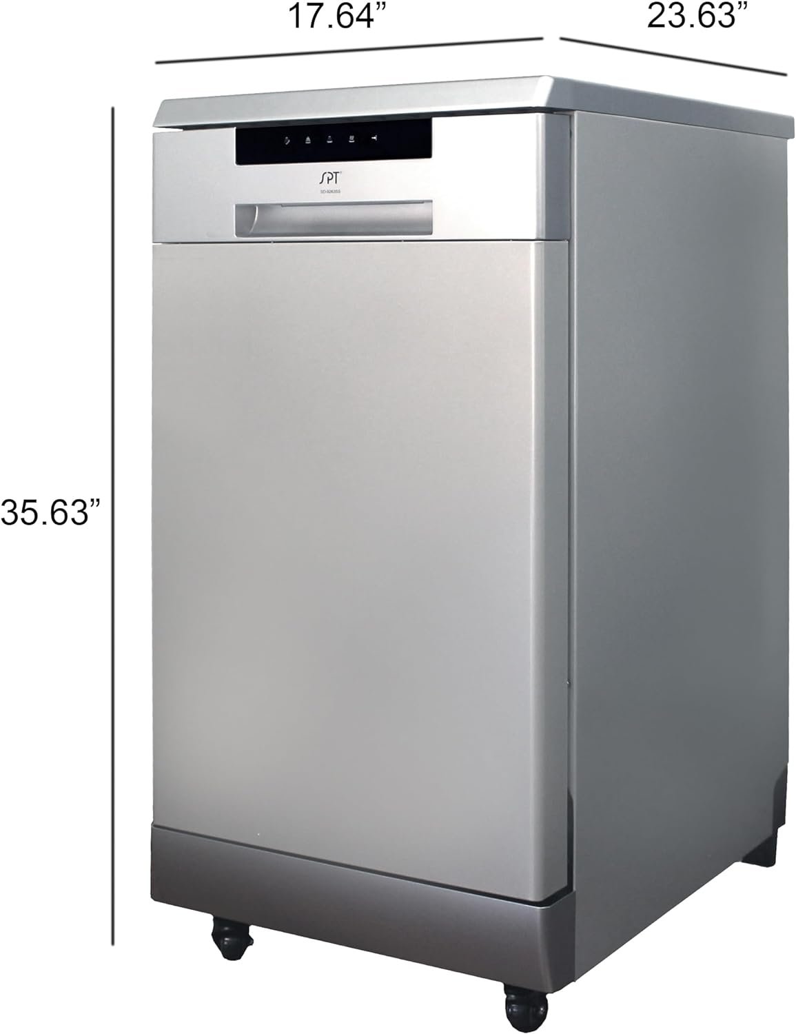 SPT SD-9263SS 18″ Wide Portable Stainless Steel Dishwasher with ENERGY STAR, 6 Wash Programs, 8 Place Settings and Stainless Steel Tub