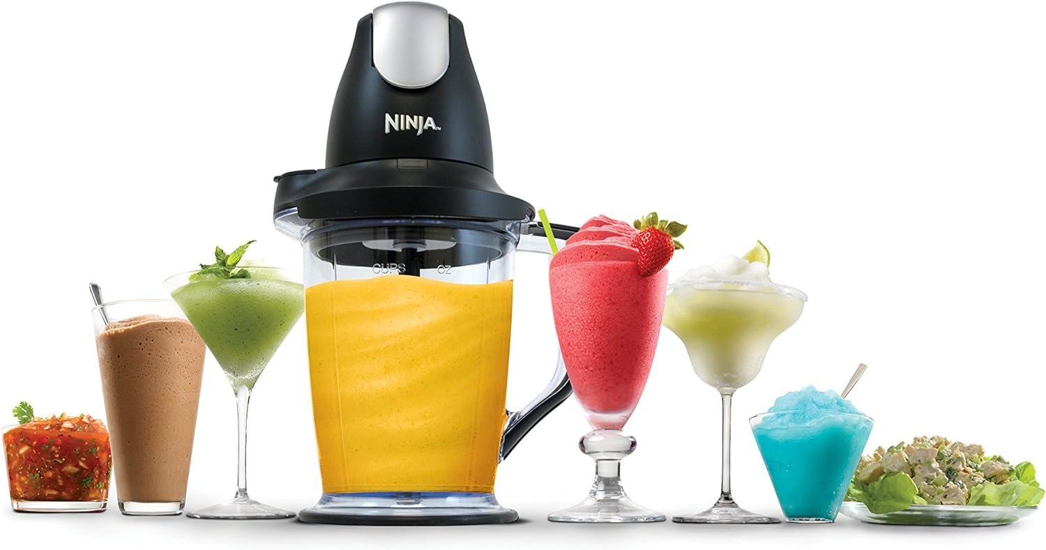 Ninja QB1004 Blender/Food Processor with 450-Watt Base, 48oz Pitcher, 16oz Chopper Bowl, and 40oz Processor Bowl for Shakes, Smoothies, and Meal Prep,Black