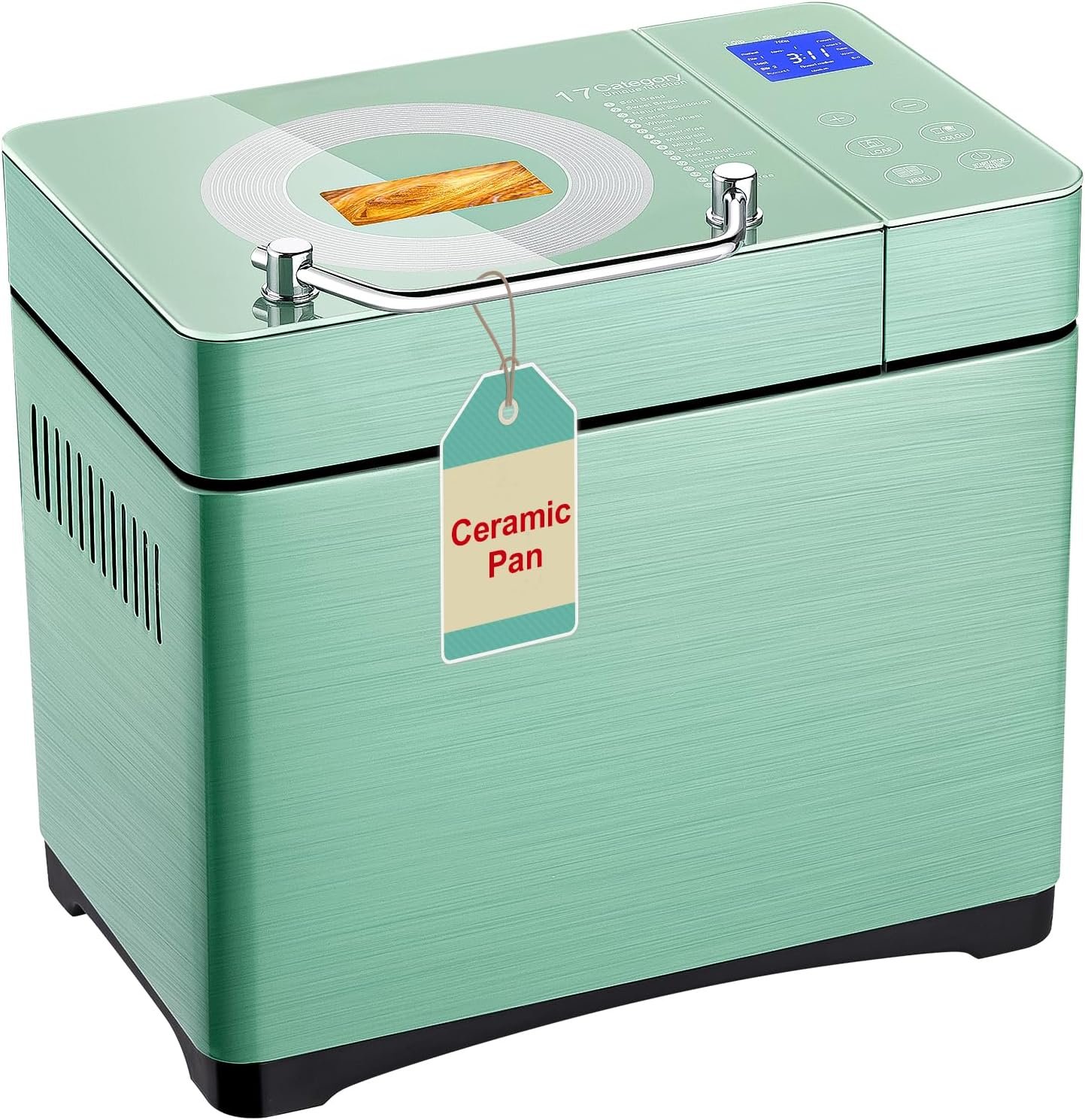2.2LB Large Bread Maker Machine-Dual Heaters, 17-in-1 Breadmaker with Gluten-Free, Pizza Dough, Jam, Auto Nut Dispenser,Ceramic PanTouch Panel, 3 Loaf Sizes 3 Crust Colors,15H Timer,Recipes