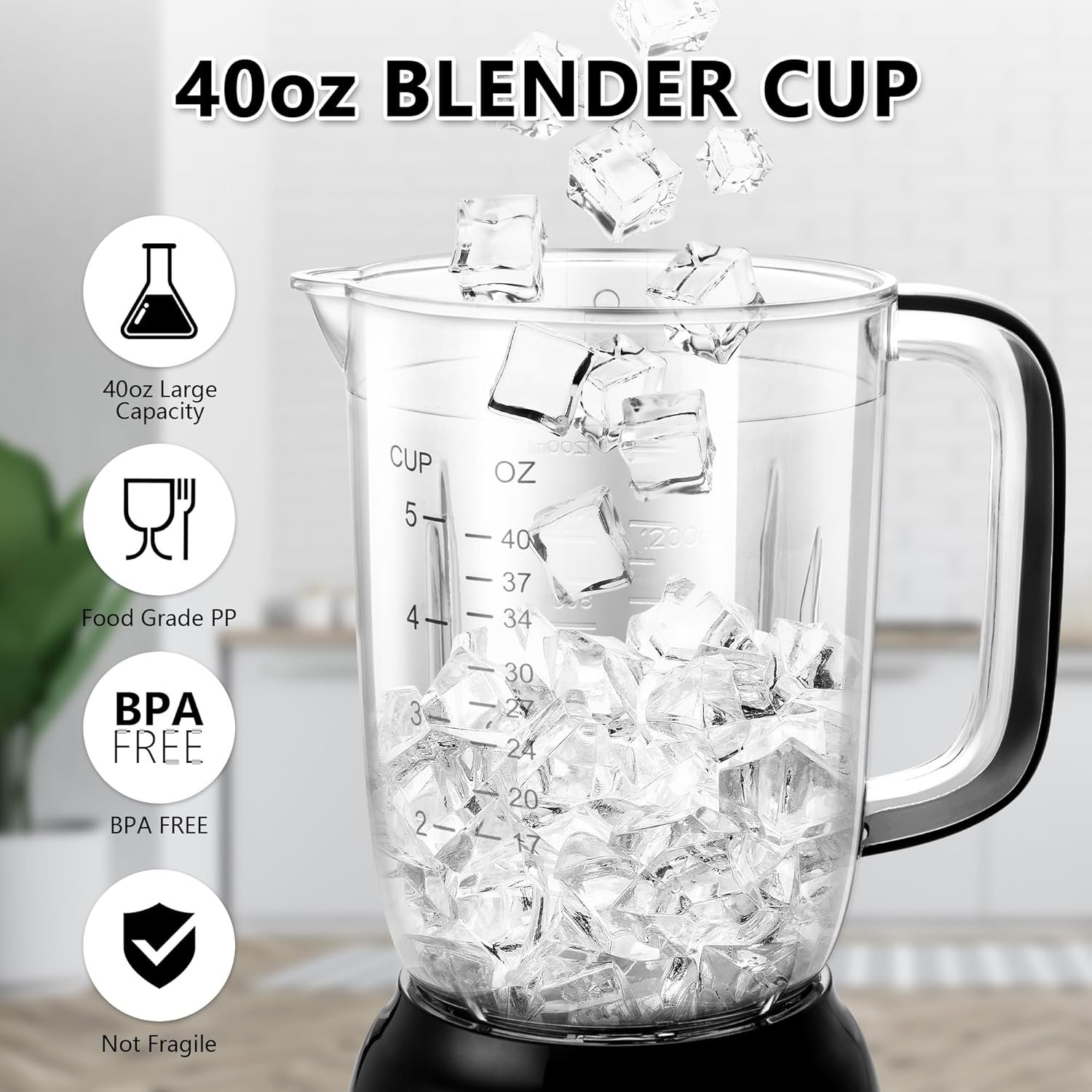 Bear Blender, 2023 Upgrade 700W Shakes and Smoothies Blender with 40oz Countertop Blender Cup for Kitchen, 3-Speed for Crushing Ice, Puree, and Frozen Fruit with Autonomous Clean