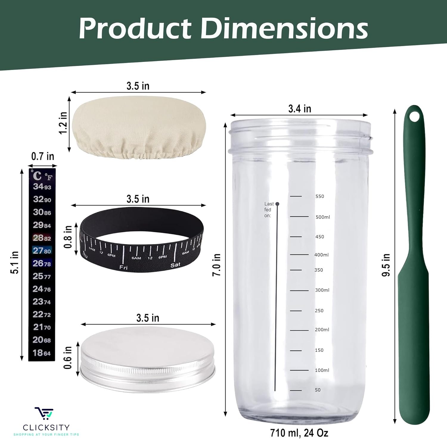 Beginners Sourdough Bread Maker Starter Kit with Thermometer - Makes 2-3 Loafs of Fresh Sourdough Bread with this Fermentation Jar Kit