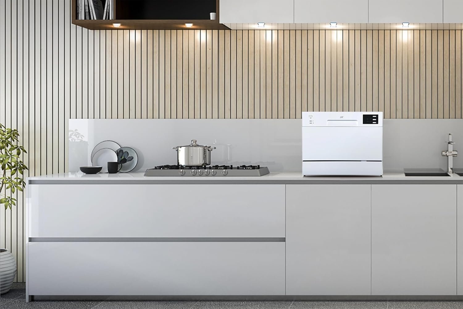 SPT SD-2225DWA Energy Star Countertop Dishwasher with Delay Start  LED – White